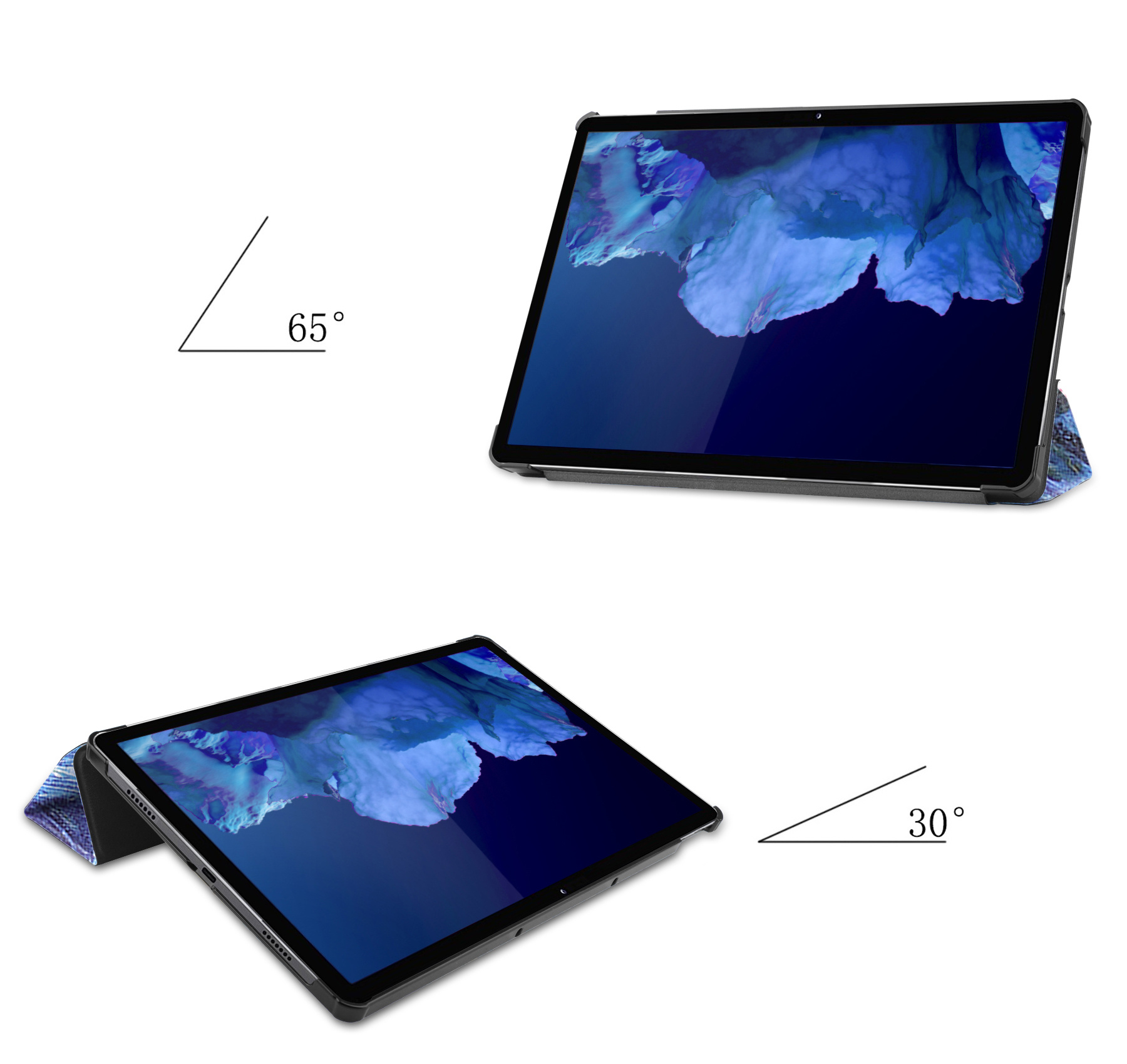 Nomfy Hoes Geschikt voor Lenovo Tab P11 Hoes Tri-fold Tablet Hoesje Case - Hoesje Geschikt voor Lenovo Tab P11 Hoesje Hardcover Bookcase - Sterrenhemel