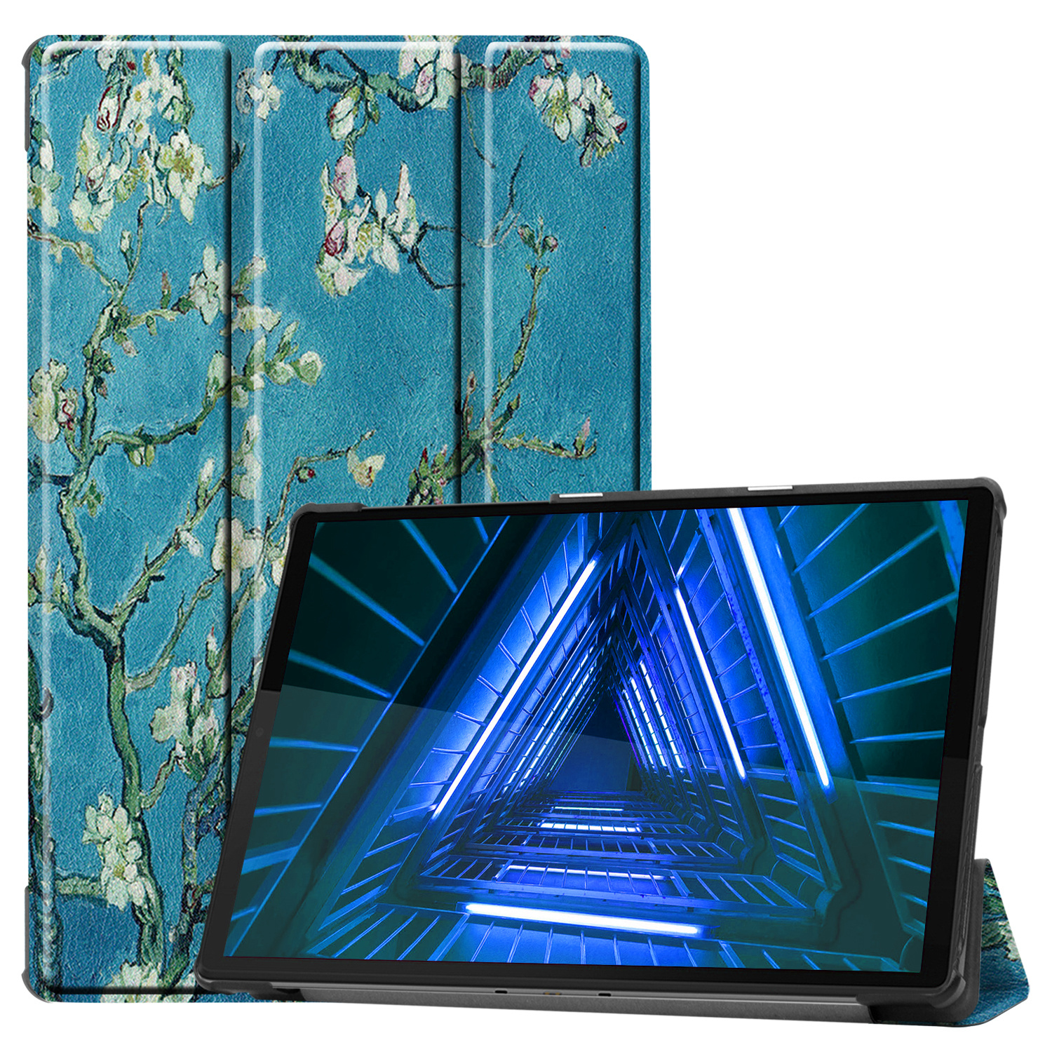 BASEY. Hoesje Geschikt voor Lenovo Tab M10 FHD Plus 2nd Gen Hoes Case Tablet Hoesje Tri-fold - Hoes Geschikt voor Lenovo Tab M10 FHD Plus (2e Gen) Hoesje Hard Cover Bookcase Hoes - Bloesem