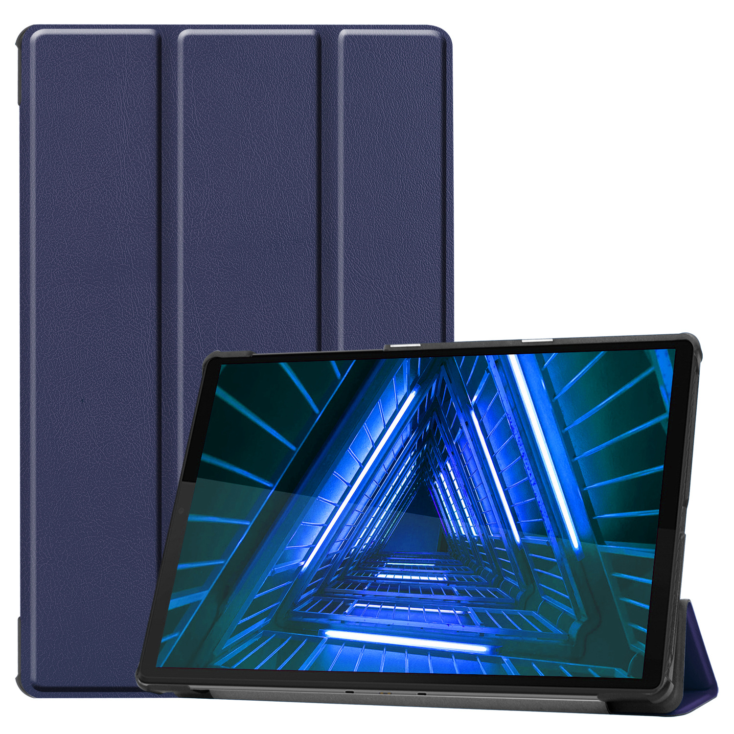 BASEY. Hoesje Geschikt voor Lenovo Tab M10 FHD Plus 2nd Gen Hoes Case Tablet Hoesje Tri-fold - Hoes Geschikt voor Lenovo Tab M10 FHD Plus (2e Gen) Hoesje Hard Cover Bookcase Hoes - Donkerblauw