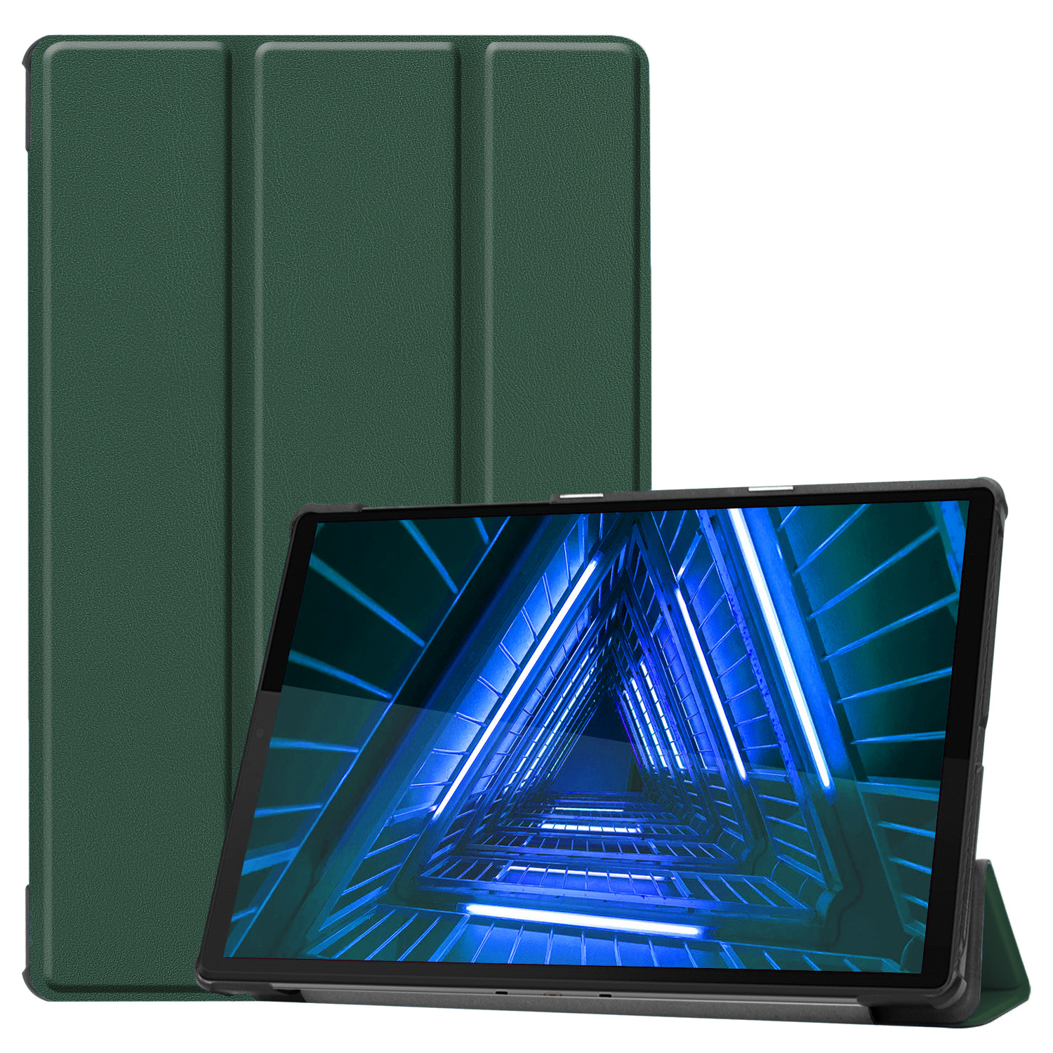 BASEY. Hoesje Geschikt voor Lenovo Tab M10 FHD Plus 2nd Gen Hoes Case Tablet Hoesje Tri-fold - Hoes Geschikt voor Lenovo Tab M10 FHD Plus (2e Gen) Hoesje Hard Cover Bookcase Hoes - Donkergroen