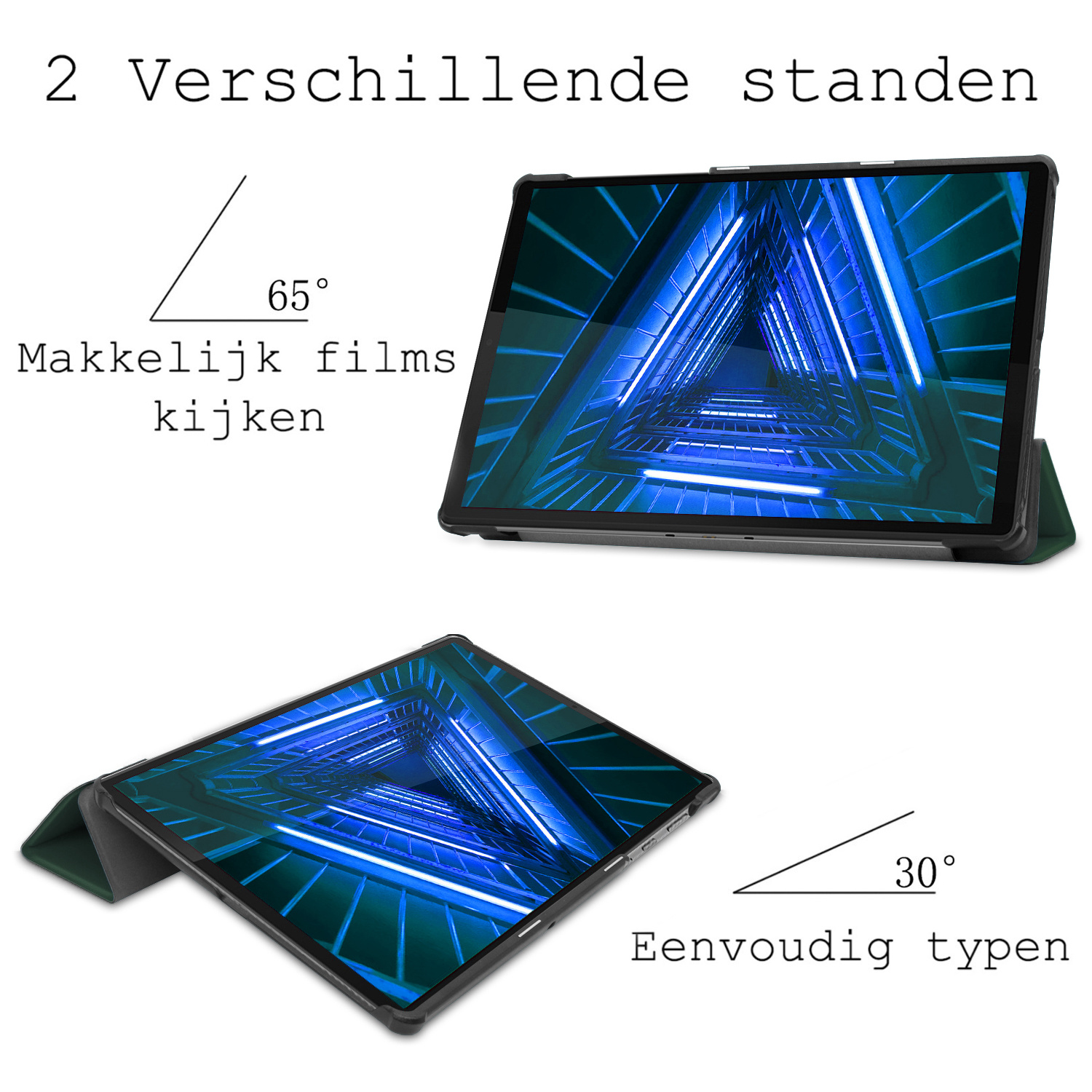 BASEY. Hoesje Geschikt voor Lenovo Tab M10 FHD Plus 2nd Gen Hoes Case Tablet Hoesje Tri-fold - Hoes Geschikt voor Lenovo Tab M10 FHD Plus (2e Gen) Hoesje Hard Cover Bookcase Hoes - Donkergroen