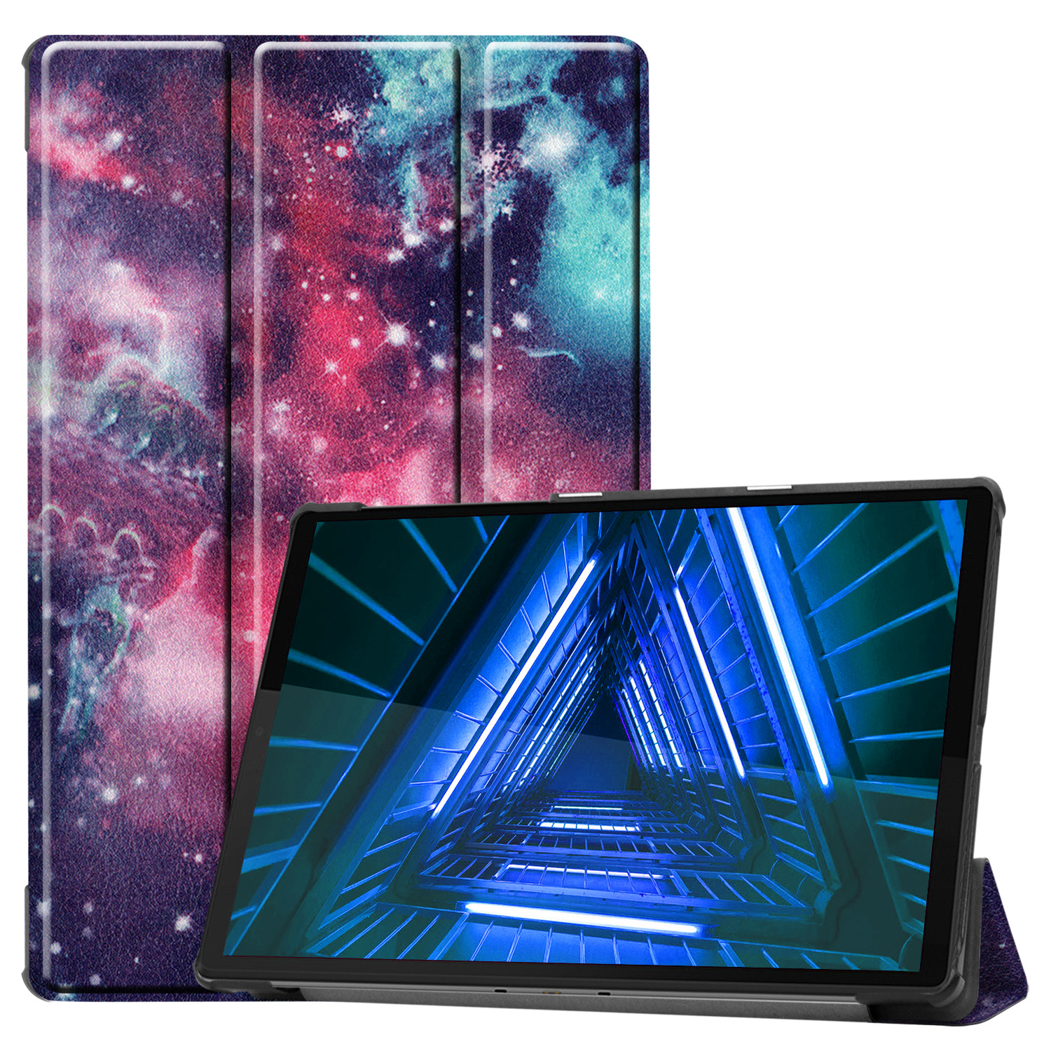 BASEY. Hoesje Geschikt voor Lenovo Tab M10 FHD Plus 2nd Gen Hoes Case Tablet Hoesje Tri-fold - Hoes Geschikt voor Lenovo Tab M10 FHD Plus (2e Gen) Hoesje Hard Cover Bookcase Hoes - Galaxy