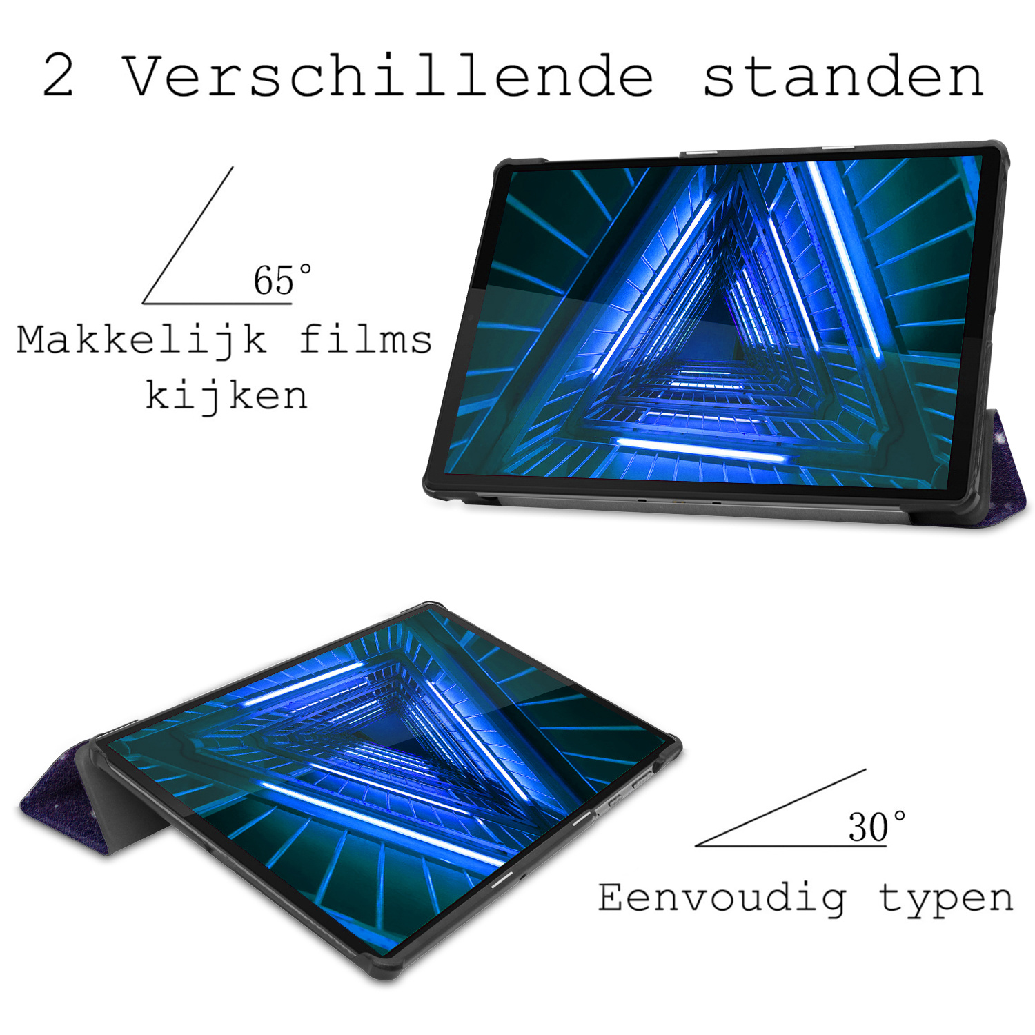 BASEY. Hoesje Geschikt voor Lenovo Tab M10 FHD Plus 2nd Gen Hoes Case Tablet Hoesje Tri-fold - Hoes Geschikt voor Lenovo Tab M10 FHD Plus (2e Gen) Hoesje Hard Cover Bookcase Hoes - Galaxy