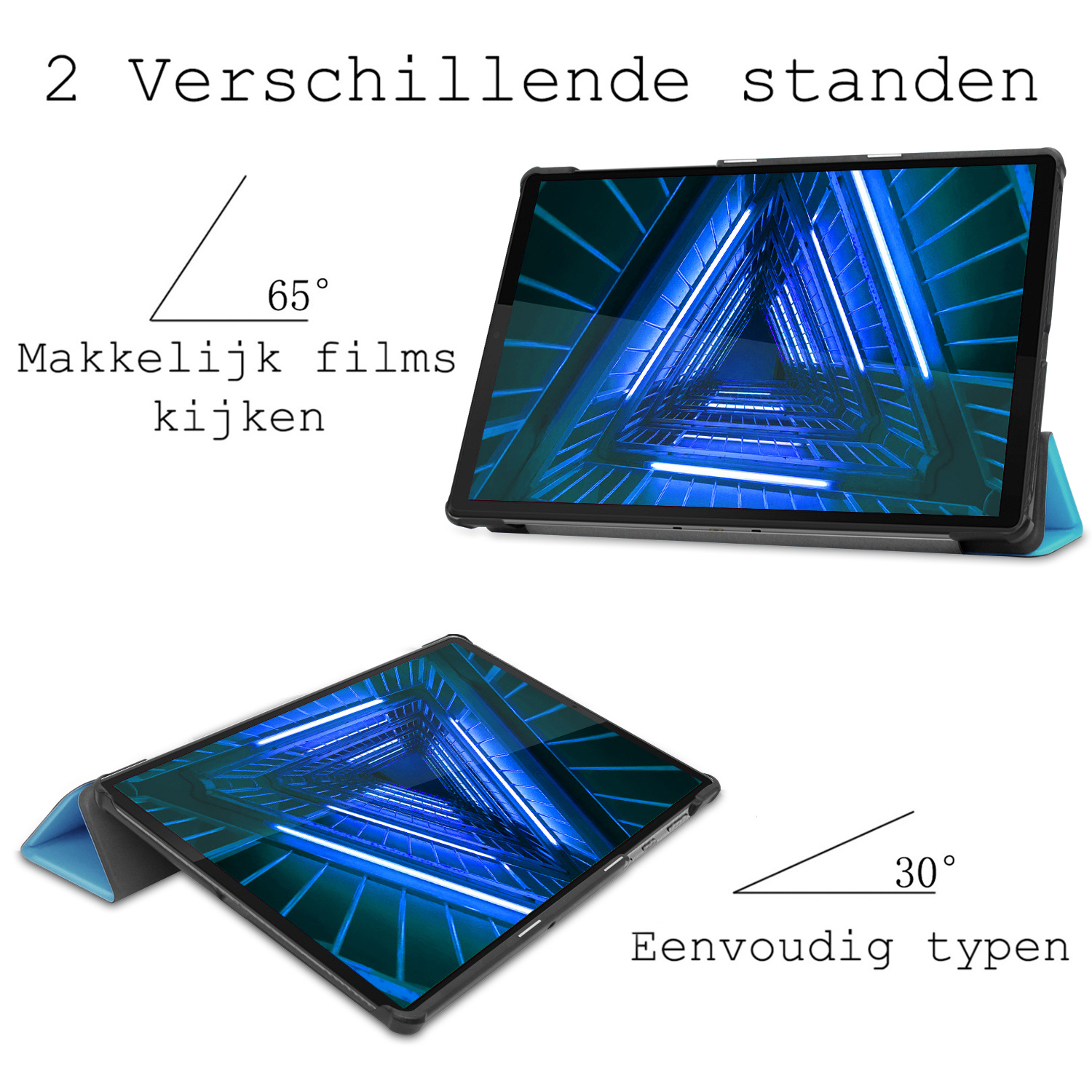 BASEY. Hoesje Geschikt voor Lenovo Tab M10 FHD Plus 2nd Gen Hoes Case Tablet Hoesje Tri-fold - Hoes Geschikt voor Lenovo Tab M10 FHD Plus (2e Gen) Hoesje Hard Cover Bookcase Hoes - Lichtblauw