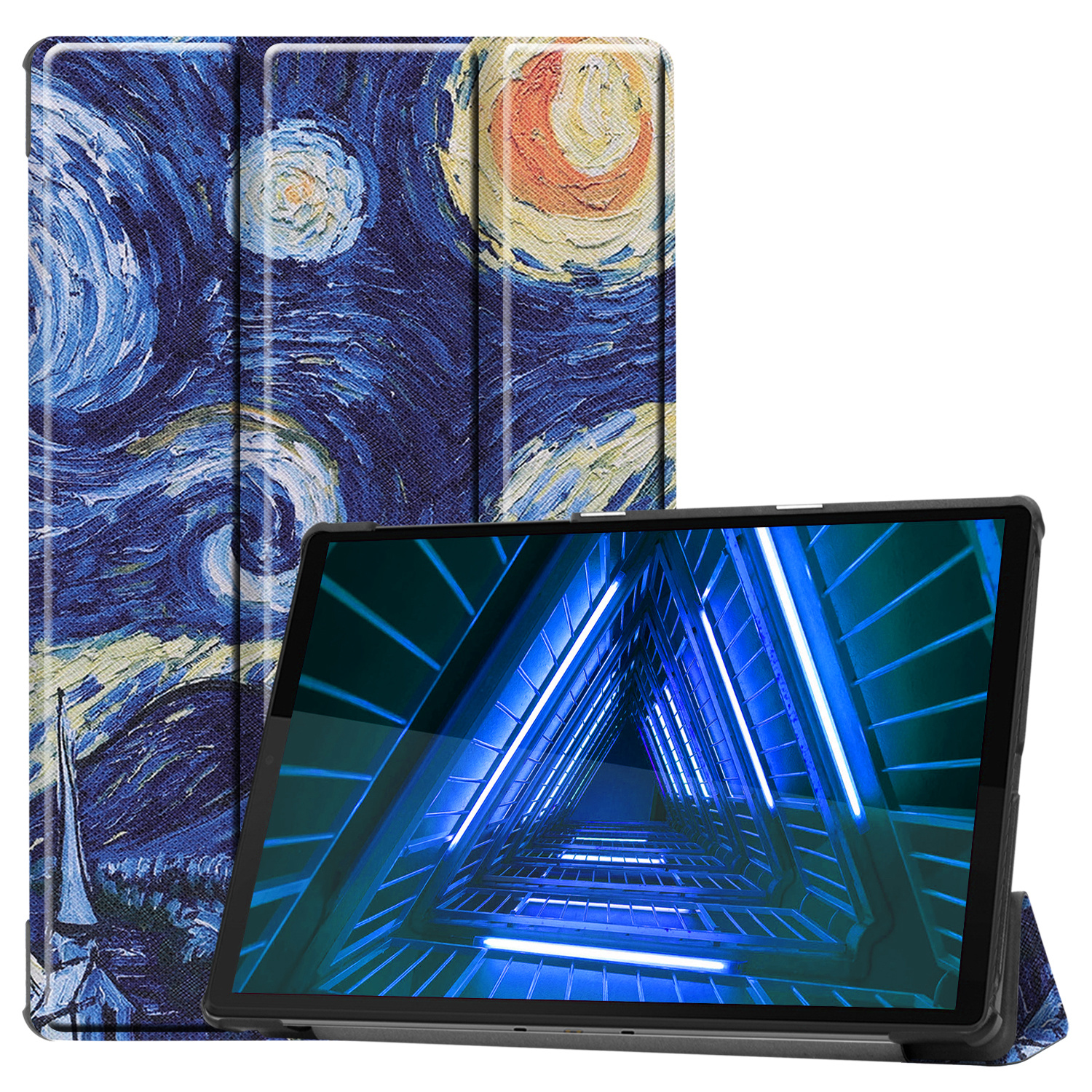 BASEY. Hoesje Geschikt voor Lenovo Tab M10 FHD Plus 2nd Gen Hoes Case Tablet Hoesje Tri-fold - Hoes Geschikt voor Lenovo Tab M10 FHD Plus (2e Gen) Hoesje Hard Cover Bookcase Hoes - Sterrenhemel