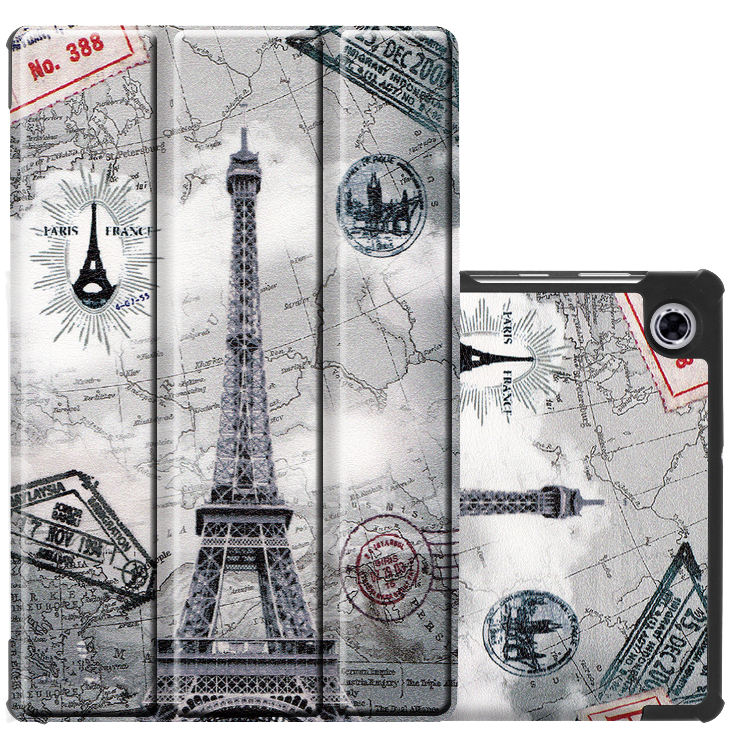 NoXx Hoesje Geschikt voor Lenovo Tab M10 FHD Plus 2nd Gen Hoesje Case Hard Cover Hoes Book Case - Eiffeltoren