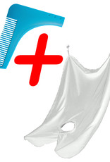 BASEY. Baard Schort En Baardkam Voor Scheren - Beard Cape Haar Opvanger Met Baard Kam Trimmer - Wit & Blauw