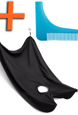 Nomfy Baardschort Zwart En Baardkam Blauw - Beard Cape Black Met Baard Kam Baard Trimmer - Baardkam & Baard Schort