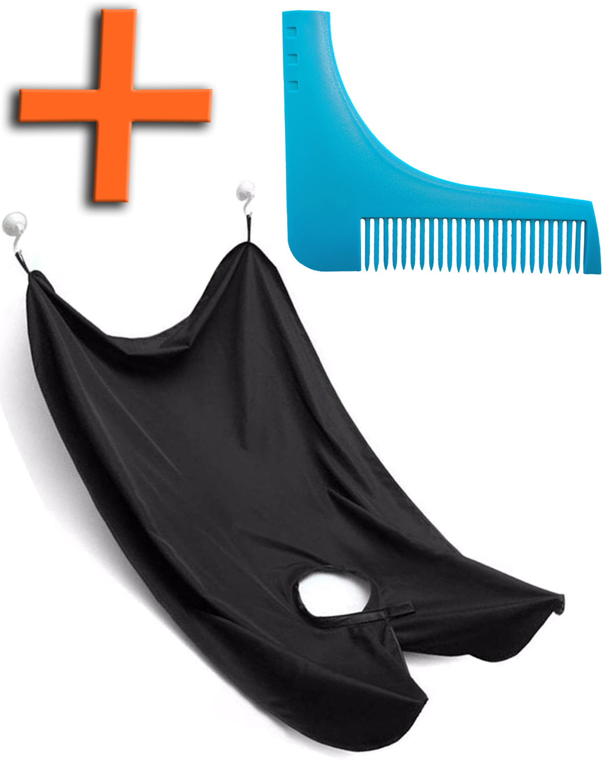 Nomfy Baardschort Zwart En Baardkam Blauw - Beard Cape Black Met Baard Kam Baard Trimmer - Baardkam & Baard Schort
