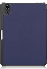 BASEY. Hoesje Geschikt voor iPad Mini 6 Hoes Case Tablet Hoesje Tri-fold Met Uitsparing Geschikt voor Apple Pencil - Hoes Geschikt voor iPad Mini 6 Hoesje Hard Cover Bookcase Hoes - Donkerblauw