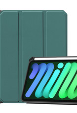 BASEY. Hoesje Geschikt voor iPad Mini 6 Hoes Case Tablet Hoesje Tri-fold Met Uitsparing Geschikt voor Apple Pencil - Hoes Geschikt voor iPad Mini 6 Hoesje Hard Cover Bookcase Hoes - Donkergroen