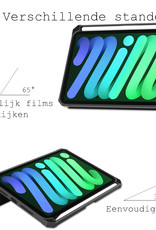 BASEY. Hoesje Geschikt voor iPad Mini 6 Hoes Case Tablet Hoesje Tri-fold Met Uitsparing Geschikt voor Apple Pencil - Hoes Geschikt voor iPad Mini 6 Hoesje Hard Cover Bookcase Hoes - Donkerrood