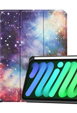 BASEY. Hoesje Geschikt voor iPad Mini 6 Hoes Case Tablet Hoesje Tri-fold Met Uitsparing Geschikt voor Apple Pencil - Hoes Geschikt voor iPad Mini 6 Hoesje Hard Cover Bookcase Hoes - Galaxy