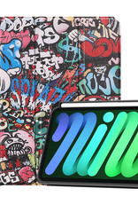 BASEY. Hoesje Geschikt voor iPad Mini 6 Hoes Case Tablet Hoesje Tri-fold Met Uitsparing Geschikt voor Apple Pencil - Hoes Geschikt voor iPad Mini 6 Hoesje Hard Cover Bookcase Hoes - Graffity