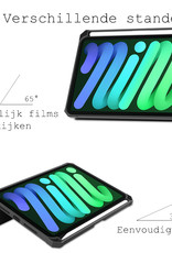 BASEY. Hoesje Geschikt voor iPad Mini 6 Hoes Case Tablet Hoesje Tri-fold Met Uitsparing Geschikt voor Apple Pencil - Hoes Geschikt voor iPad Mini 6 Hoesje Hard Cover Bookcase Hoes - Grijs