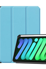 BASEY. Hoesje Geschikt voor iPad Mini 6 Hoes Case Tablet Hoesje Tri-fold Met Uitsparing Geschikt voor Apple Pencil - Hoes Geschikt voor iPad Mini 6 Hoesje Hard Cover Bookcase Hoes - Lichtblauw