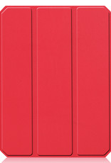 BASEY. Hoesje Geschikt voor iPad Mini 6 Hoes Case Tablet Hoesje Tri-fold Met Uitsparing Geschikt voor Apple Pencil - Hoes Geschikt voor iPad Mini 6 Hoesje Hard Cover Bookcase Hoes - Rood
