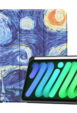 BASEY. Hoesje Geschikt voor iPad Mini 6 Hoes Case Tablet Hoesje Tri-fold Met Uitsparing Geschikt voor Apple Pencil - Hoes Geschikt voor iPad Mini 6 Hoesje Hard Cover Bookcase Hoes - Sterrenhemel