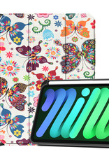 BASEY. Hoesje Geschikt voor iPad Mini 6 Hoes Case Tablet Hoesje Tri-fold Met Uitsparing Geschikt voor Apple Pencil - Hoes Geschikt voor iPad Mini 6 Hoesje Hard Cover Bookcase Hoes - Vlinders