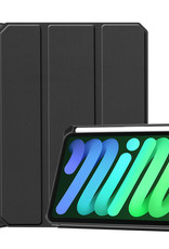 BASEY. Hoesje Geschikt voor iPad Mini 6 Hoes Case Tablet Hoesje Tri-fold Met Uitsparing Geschikt voor Apple Pencil - Hoes Geschikt voor iPad Mini 6 Hoesje Hard Cover Bookcase Hoes - Zwart