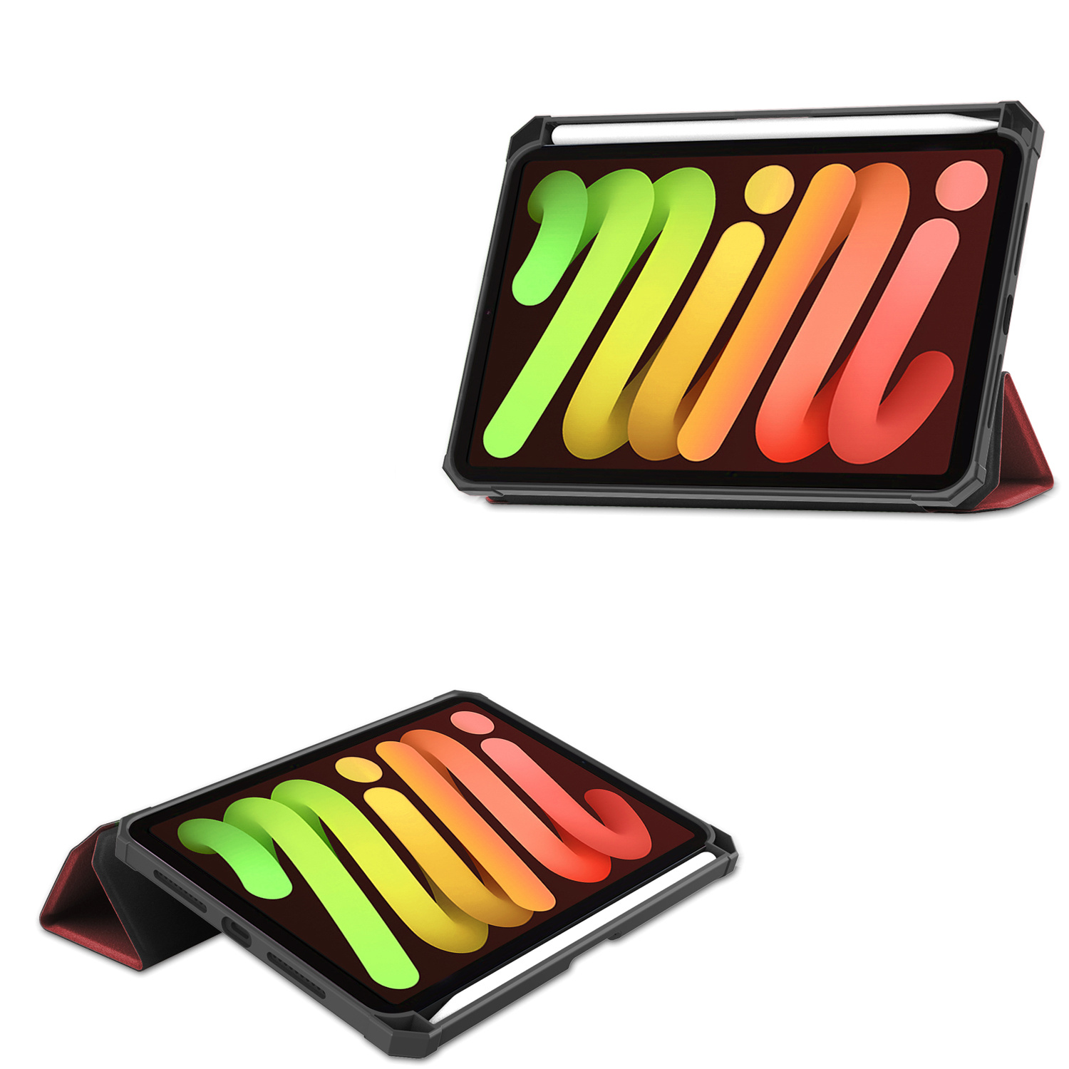 NoXx Hoesje Geschikt voor iPad Mini 6 Hoesje Case Hard Cover Hoes Book Case Met Uitsparing Geschikt voor Apple Pencil - Donkerrood