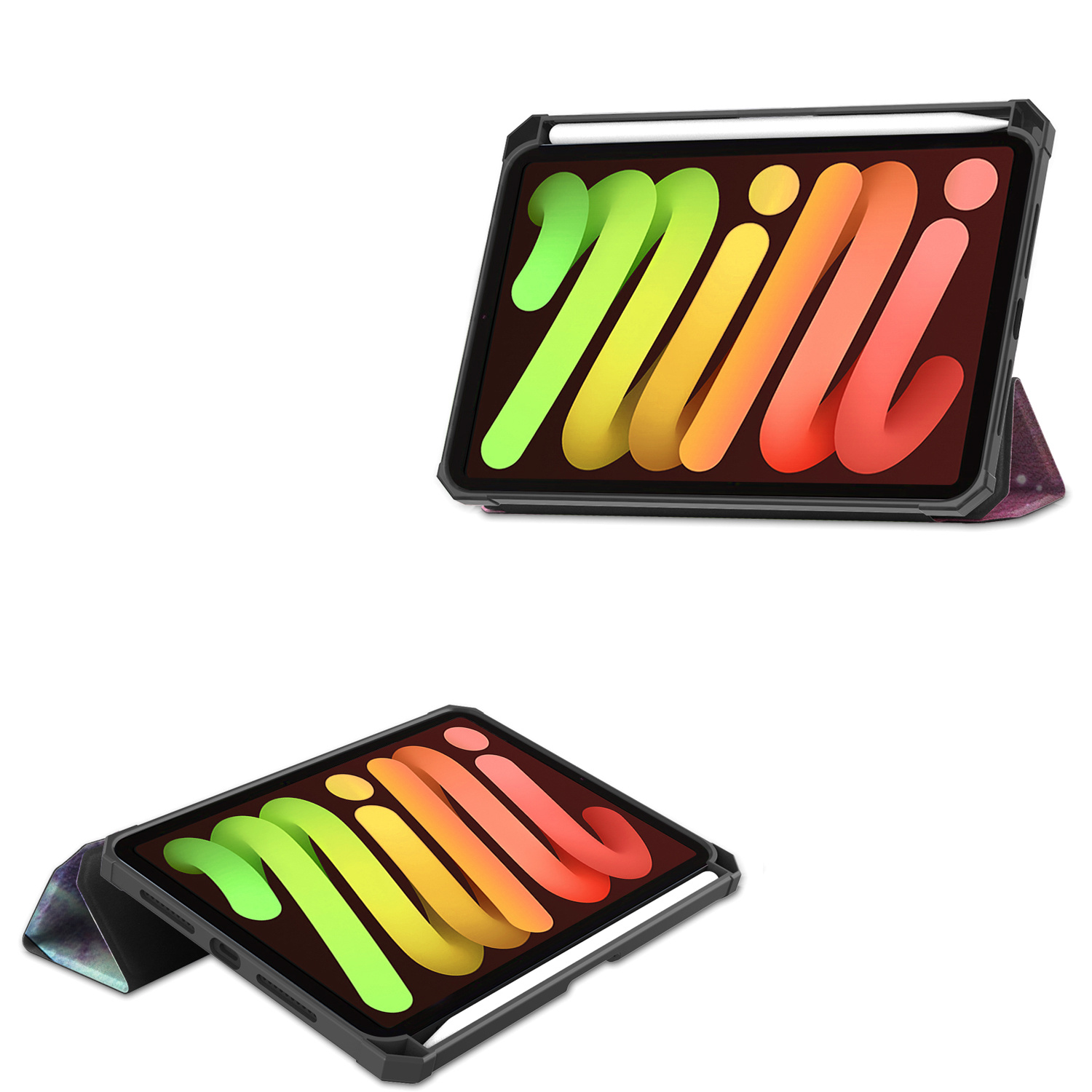 NoXx iPad Mini 6 Hoesje Case Hard Cover Hoes Met Apple Pencil Uitsparing Book Case - Galaxy