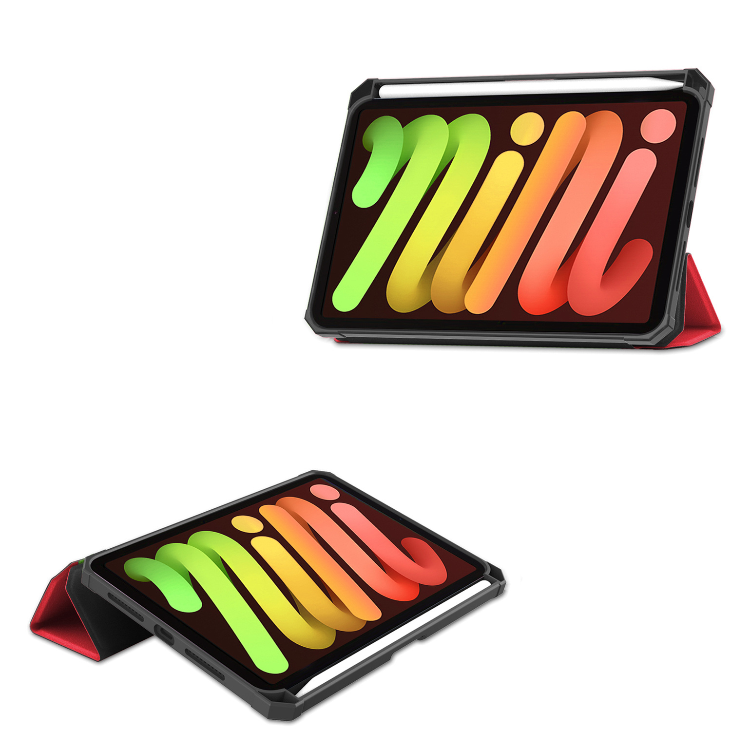 NoXx iPad Mini 6 Hoesje Case Hard Cover Hoes Met Apple Pencil Uitsparing Book Case - Rood