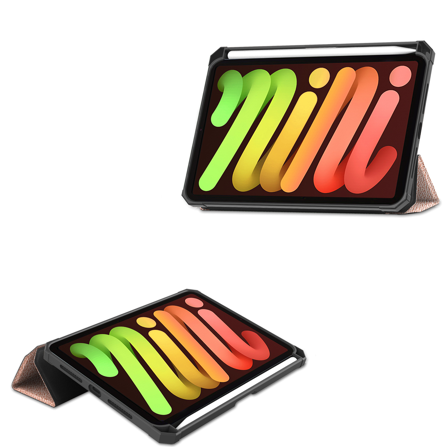 NoXx iPad Mini 6 Hoesje Case Hard Cover Hoes Met Apple Pencil Uitsparing Book Case - Rosé Goud