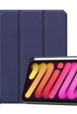 Nomfy Hoes Geschikt voor iPad Mini 6 Hoes Tri-fold Tablet Hoesje Case Met Uitsparing Geschikt voor Apple Pencil - Hoesje Geschikt voor iPad Mini 6 Hoesje Hardcover Bookcase - Donkerblauw