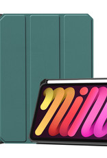 Nomfy Hoes Geschikt voor iPad Mini 6 Hoes Tri-fold Tablet Hoesje Case Met Uitsparing Geschikt voor Apple Pencil - Hoesje Geschikt voor iPad Mini 6 Hoesje Hardcover Bookcase - Donkergroen