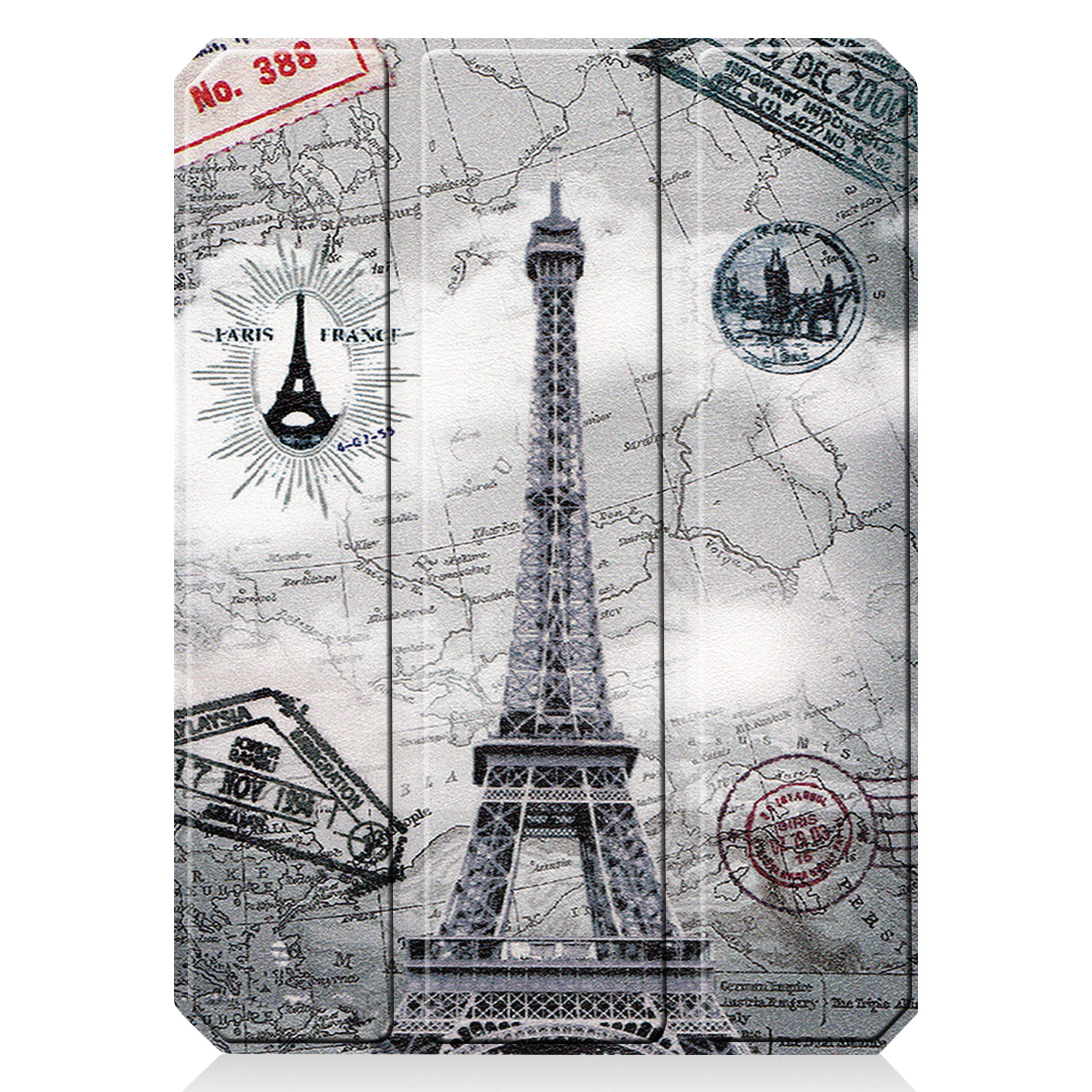 Nomfy Hoes Geschikt voor iPad Mini 6 Hoes Tri-fold Tablet Hoesje Case Met Uitsparing Geschikt voor Apple Pencil - Hoesje Geschikt voor iPad Mini 6 Hoesje Hardcover Bookcase - Eiffeltoren