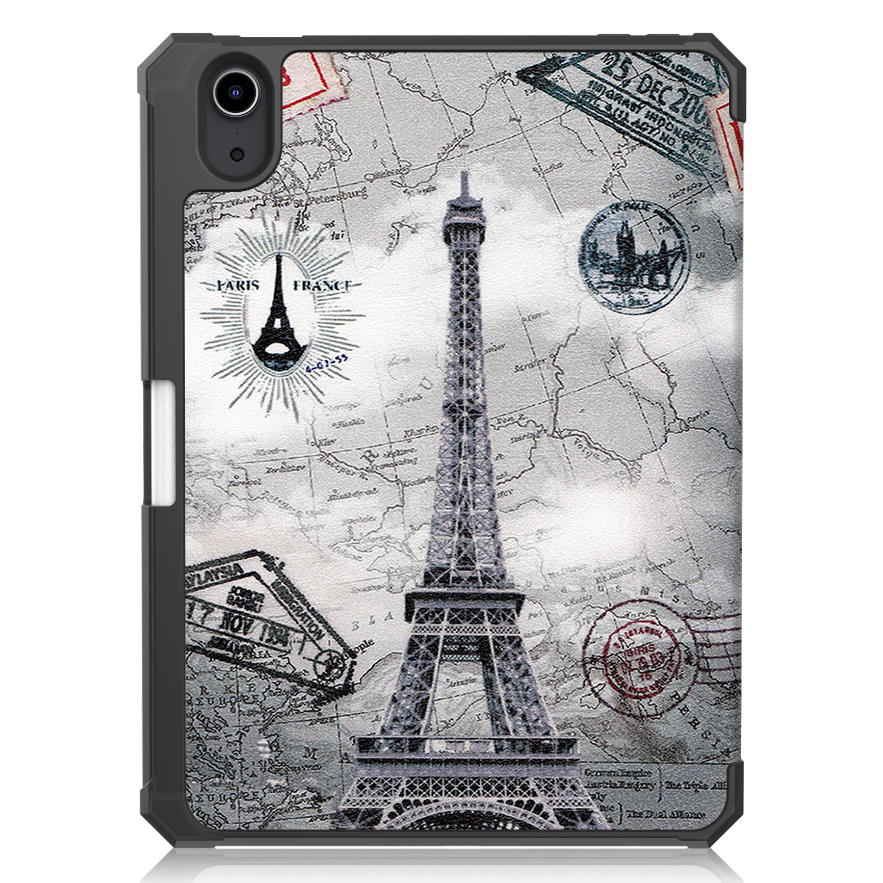 Nomfy Hoes Geschikt voor iPad Mini 6 Hoes Tri-fold Tablet Hoesje Case Met Uitsparing Geschikt voor Apple Pencil - Hoesje Geschikt voor iPad Mini 6 Hoesje Hardcover Bookcase - Eiffeltoren