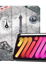 Nomfy Hoes Geschikt voor iPad Mini 6 Hoes Tri-fold Tablet Hoesje Case Met Uitsparing Geschikt voor Apple Pencil - Hoesje Geschikt voor iPad Mini 6 Hoesje Hardcover Bookcase - Eiffeltoren