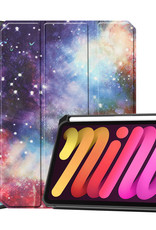 Nomfy Hoes Geschikt voor iPad Mini 6 Hoes Tri-fold Tablet Hoesje Case Met Uitsparing Geschikt voor Apple Pencil - Hoesje Geschikt voor iPad Mini 6 Hoesje Hardcover Bookcase - Galaxy