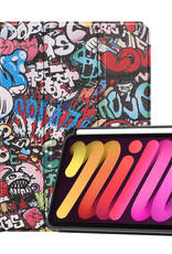 Nomfy Hoes Geschikt voor iPad Mini 6 Hoes Tri-fold Tablet Hoesje Case Met Uitsparing Geschikt voor Apple Pencil - Hoesje Geschikt voor iPad Mini 6 Hoesje Hardcover Bookcase - Graffity