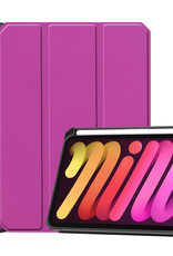 Nomfy Hoes Geschikt voor iPad Mini 6 Hoes Tri-fold Tablet Hoesje Case Met Uitsparing Geschikt voor Apple Pencil - Hoesje Geschikt voor iPad Mini 6 Hoesje Hardcover Bookcase - Paars