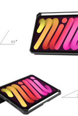 Nomfy Hoes Geschikt voor iPad Mini 6 Hoes Tri-fold Tablet Hoesje Case Met Uitsparing Geschikt voor Apple Pencil - Hoesje Geschikt voor iPad Mini 6 Hoesje Hardcover Bookcase - Rood