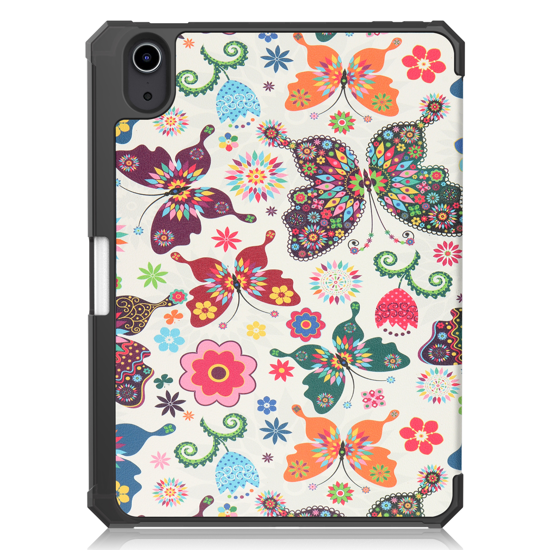 Nomfy Hoes Geschikt voor iPad Mini 6 Hoes Tri-fold Tablet Hoesje Case Met Uitsparing Geschikt voor Apple Pencil - Hoesje Geschikt voor iPad Mini 6 Hoesje Hardcover Bookcase - Vlinders