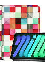 BASEY. Hoesje Geschikt voor iPad Mini 6 Hoes Case Tablet Hoesje Tri-fold - Hoes Geschikt voor iPad Mini 6 Hoesje Hard Cover Bookcase Hoes - Blokken