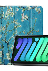 BASEY. Hoesje Geschikt voor iPad Mini 6 Hoes Case Tablet Hoesje Tri-fold - Hoes Geschikt voor iPad Mini 6 Hoesje Hard Cover Bookcase Hoes - Bloesem