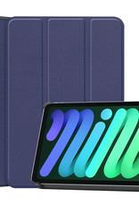 BASEY. Hoesje Geschikt voor iPad Mini 6 Hoes Case Tablet Hoesje Tri-fold - Hoes Geschikt voor iPad Mini 6 Hoesje Hard Cover Bookcase Hoes - Donkerblauw