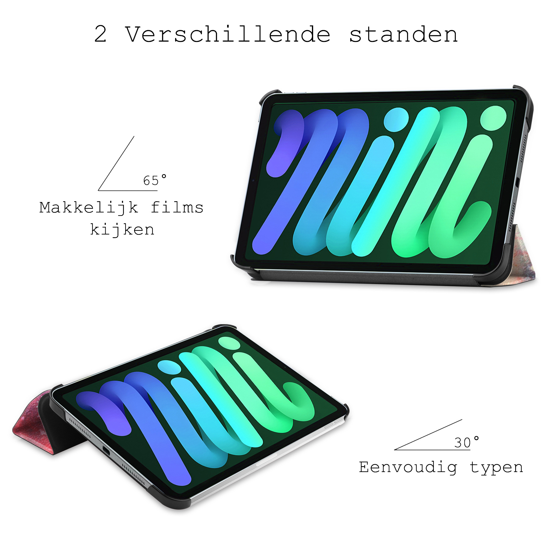 BASEY. Hoesje Geschikt voor iPad Mini 6 Hoes Case Tablet Hoesje Tri-fold - Hoes Geschikt voor iPad Mini 6 Hoesje Hard Cover Bookcase Hoes - Galaxy