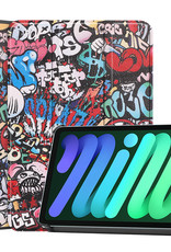BASEY. Hoesje Geschikt voor iPad Mini 6 Hoes Case Tablet Hoesje Tri-fold - Hoes Geschikt voor iPad Mini 6 Hoesje Hard Cover Bookcase Hoes - Graffity