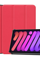 BASEY. Hoesje Geschikt voor iPad Mini 6 Hoes Case Tablet Hoesje Tri-fold - Hoes Geschikt voor iPad Mini 6 Hoesje Hard Cover Bookcase Hoes - Rood