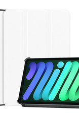 BASEY. Hoesje Geschikt voor iPad Mini 6 Hoes Case Tablet Hoesje Tri-fold - Hoes Geschikt voor iPad Mini 6 Hoesje Hard Cover Bookcase Hoes - Wit