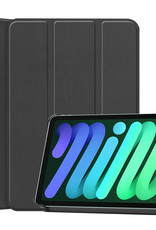 BASEY. Hoesje Geschikt voor iPad Mini 6 Hoes Case Tablet Hoesje Tri-fold - Hoes Geschikt voor iPad Mini 6 Hoesje Hard Cover Bookcase Hoes - Zwart