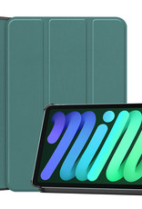 Nomfy Hoes Geschikt voor iPad Mini 6 Hoes Tri-fold Tablet Hoesje Case - Hoesje Geschikt voor iPad Mini 6 Hoesje Hardcover Bookcase - Donkergroen