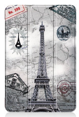 Nomfy Hoes Geschikt voor iPad Mini 6 Hoes Tri-fold Tablet Hoesje Case - Hoesje Geschikt voor iPad Mini 6 Hoesje Hardcover Bookcase - Eiffeltoren