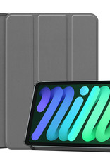 Nomfy Hoes Geschikt voor iPad Mini 6 Hoes Tri-fold Tablet Hoesje Case - Hoesje Geschikt voor iPad Mini 6 Hoesje Hardcover Bookcase - Grijs