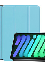 Nomfy Hoes Geschikt voor iPad Mini 6 Hoes Tri-fold Tablet Hoesje Case - Hoesje Geschikt voor iPad Mini 6 Hoesje Hardcover Bookcase - Lichtblauw
